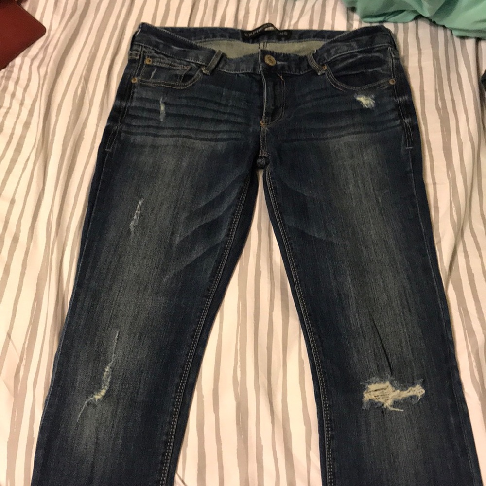Express Barely Boot Distressed Jeans (6long) - image 1